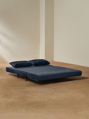 MADE.COM Smooth Velvet Sapphire Blue Haru 2 Seater Sofa Bed - Image 5 of 10