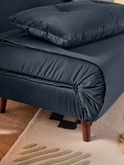 MADE.COM Smooth Velvet Sapphire Blue Haru 2 Seater Sofa Bed - Image 6 of 10