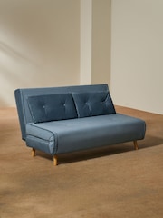 MADE.COM Smooth Velvet Sherbert Blue Haru 2 Seater Sofa Bed - Image 2 of 9