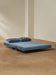 MADE.COM Smooth Velvet Sherbert Blue Haru 2 Seater Sofa Bed - Image 3 of 9
