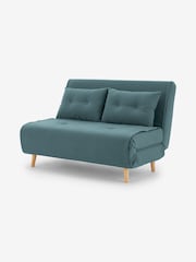 MADE.COM Smooth Velvet Sherbert Blue Haru 2 Seater Sofa Bed - Image 7 of 9
