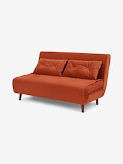 MADE.COM Smooth Velvet Tan Orange Haru 2 Seater Sofa Bed - Image 7 of 9