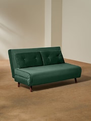 MADE.COM Smooth Velvet Moss Green Haru 2 Seater Sofa Bed - Image 3 of 9