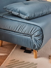 MADE.COM Smooth Velvet Sherbert Blue Large Haru 2 Seater Sofa Bed - Image 3 of 5