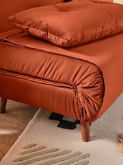 MADE.COM Smooth Velvet Tan Orange Large Borg Haru 2 Seater Sofa Bed - Image 3 of 9