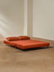 MADE.COM Smooth Velvet Tan Orange Large Borg Haru 2 Seater Sofa Bed - Image 6 of 9
