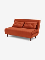 MADE.COM Smooth Velvet Tan Orange Large Borg Haru 2 Seater Sofa Bed - Image 7 of 9