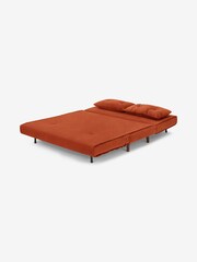 MADE.COM Smooth Velvet Tan Orange Large Borg Haru 2 Seater Sofa Bed - Image 8 of 9
