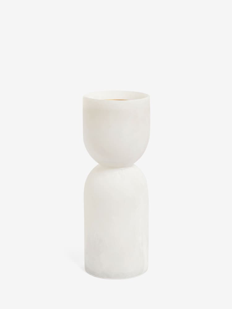 White Marble Effect Pillar Candle Holder - Image 5 of 6