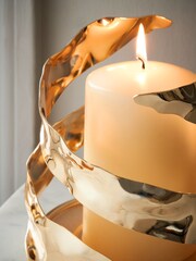 Gold Metal Organic Shaped Hurricane Candle Holder - Image 3 of 5