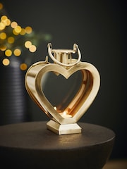 Gold Mini Metal Heart Lantern Candle Holder - Image 1 of 5