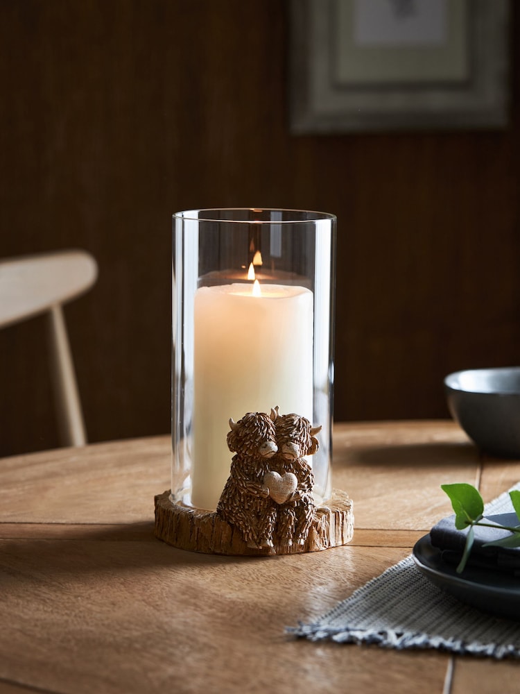 Natural Hamish The Highland Cow Hurricane Candle Holder - Image 1 of 5