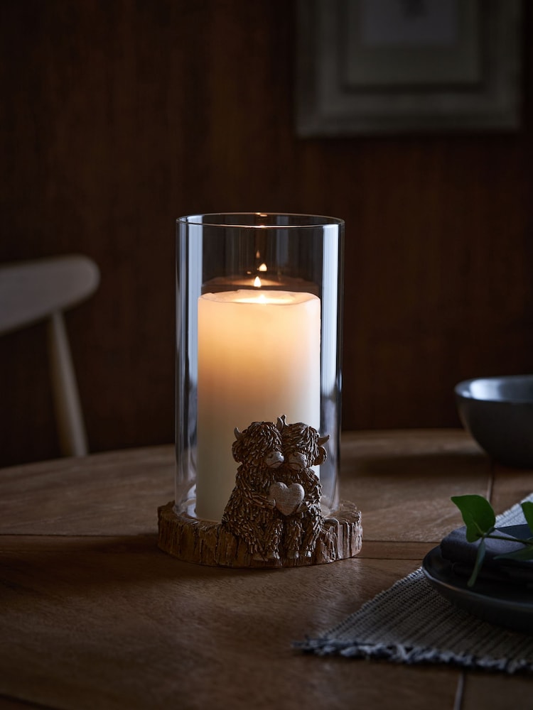 Natural Hamish The Highland Cow Hurricane Candle Holder - Image 2 of 5