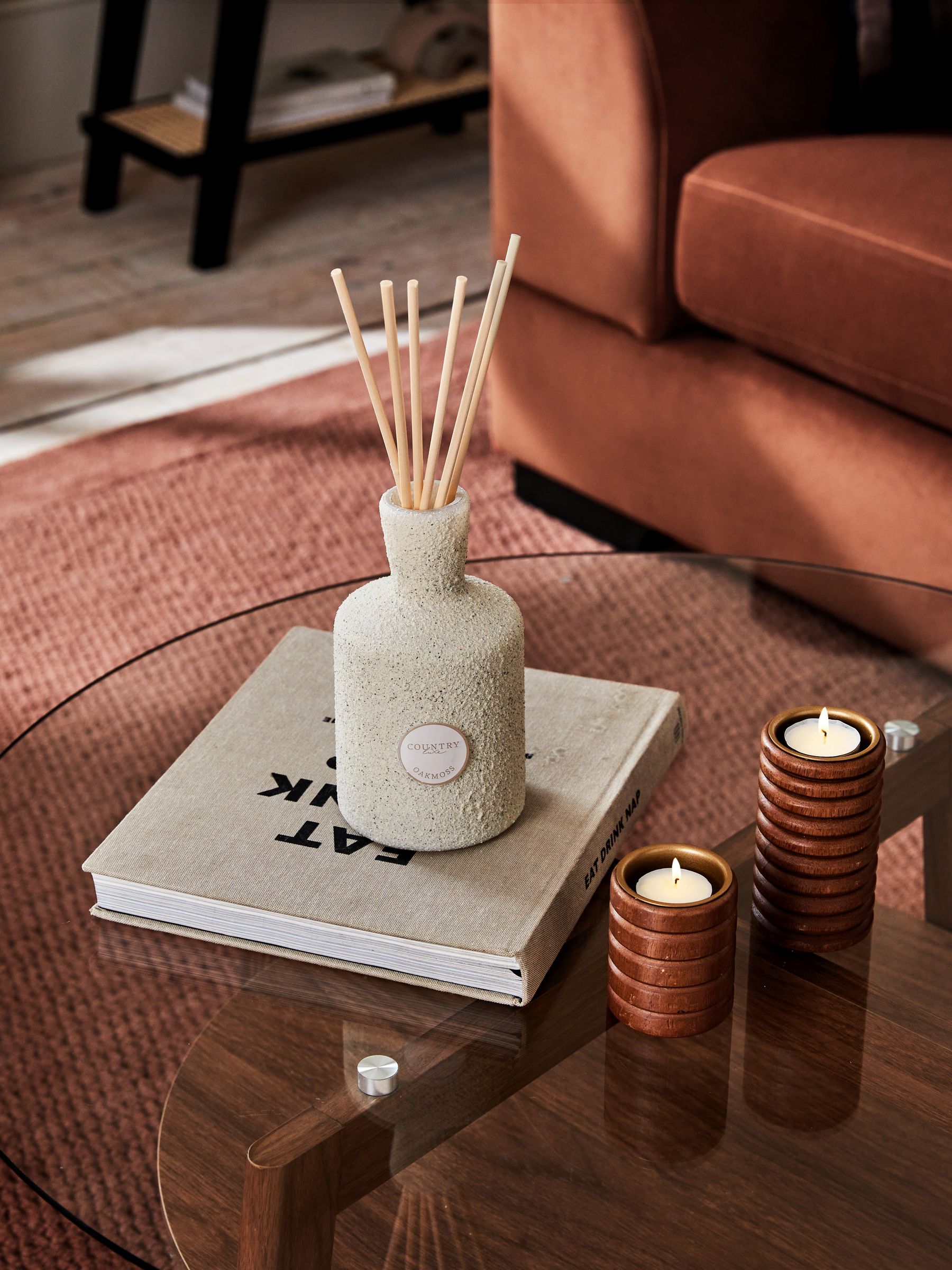 Buy Set of 2 Natural Carved Wood Tealight Candle Holders
