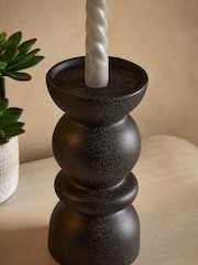Black Ceramic Pillar and Taper Candle Holder - Image 3 of 6