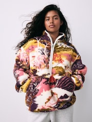 Purple Garden Print Print Borg Half Zip Fleece - Image 2 of 5