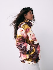 Purple Garden Print Print Borg Half Zip Fleece - Image 3 of 5