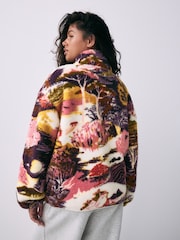 Purple Garden Print Print Borg Half Zip Fleece - Image 4 of 5