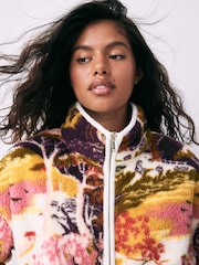 Purple Garden Print Print Borg Half Zip Fleece - Image 5 of 5