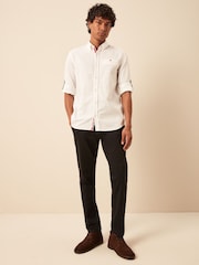 White 100% Cotton Textured Trimmed Long Sleeve Oxford Shirt - Image 2 of 8