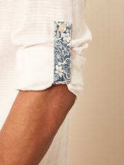 White 100% Cotton Textured Trimmed Long Sleeve Oxford Shirt - Image 5 of 8