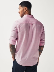 Pink 100% Cotton Textured Trimmed Long Sleeve Oxford Shirt - Image 2 of 9