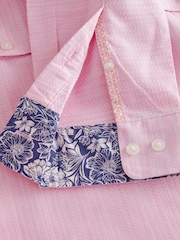 Pink 100% Cotton Textured Trimmed Long Sleeve Oxford Shirt - Image 8 of 9
