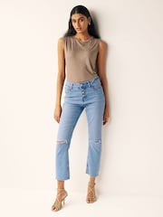 Mid Blue Denim Comfort Stretch Straight Jeans - Image 2 of 5