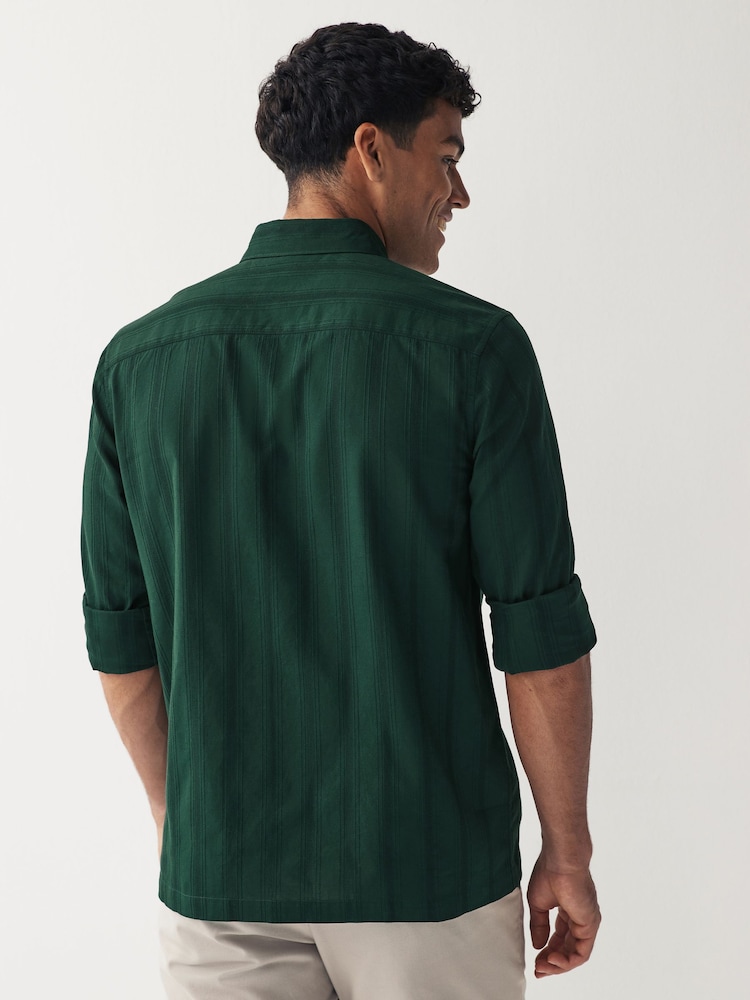 Green Textured Long Sleeve Shirt - Image 2 of 7