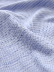 Blue 100% Cotton Textured Trimmed Long Sleeve Oxford Shirt - Image 7 of 8