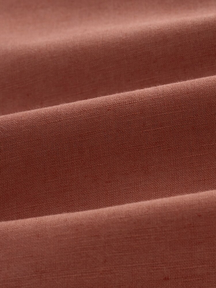 Brown Standard Collar Linen Blend Short Sleeve Shirt - Image 8 of 8