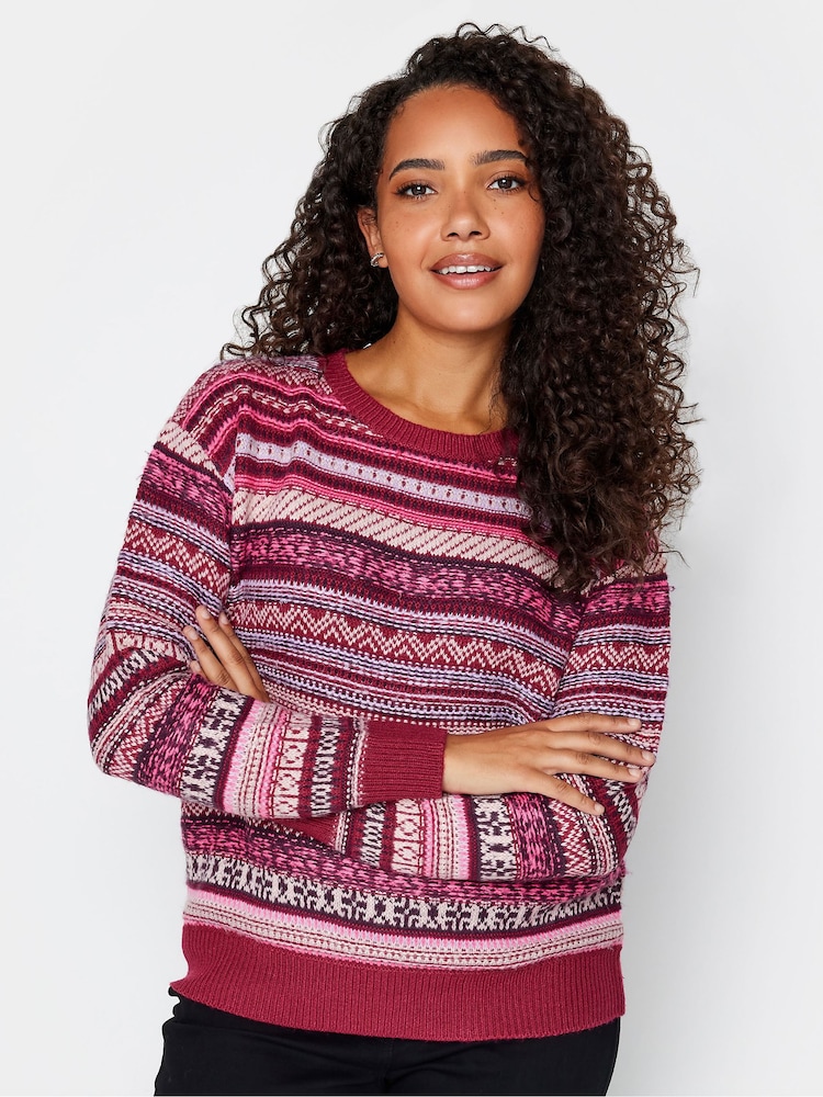 M&Co Pink Fairisle Jumper - Image 1 of 4 M&Co Pink Fairisle Jumper - Image 1 of 4