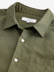 Dark Green Linen Blend Short Sleeve Shirt - Image 7 of 8