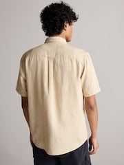 Natural Standard Collar Linen Blend Short Sleeve Shirt - Image 3 of 7