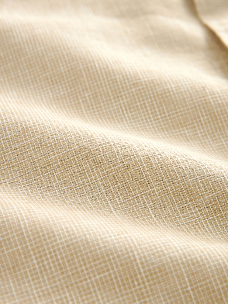 Natural Standard Collar Linen Blend Short Sleeve Shirt - Image 7 of 7