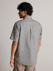 Grey Linen Blend Short Sleeve 100% Cotton Shirt - Image 3 of 7