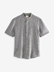 Grey Linen Blend Short Sleeve 100% Cotton Shirt - Image 5 of 7