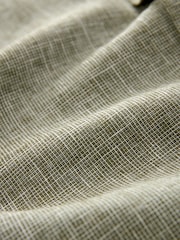 Green Standard Collar Linen Blend Short Sleeve 100% Cotton Oxford Shirt - Image 8 of 8