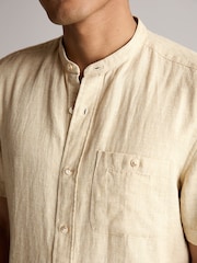 Neutral Linen Blend Short Sleeve 100% Cotton Shirt - Image 4 of 7