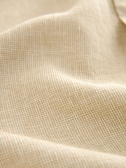 Neutral Linen Blend Short Sleeve 100% Cotton Shirt - Image 6 of 7