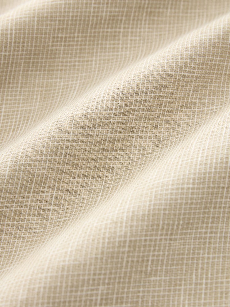 Stone Grandad Collar Linen Blend Long Sleeve Shirt - Image 7 of 7
