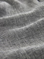 Grey Grandad Collar Linen Blend Short Sleeve 100% Cotton Oxford Shirt - Image 6 of 7