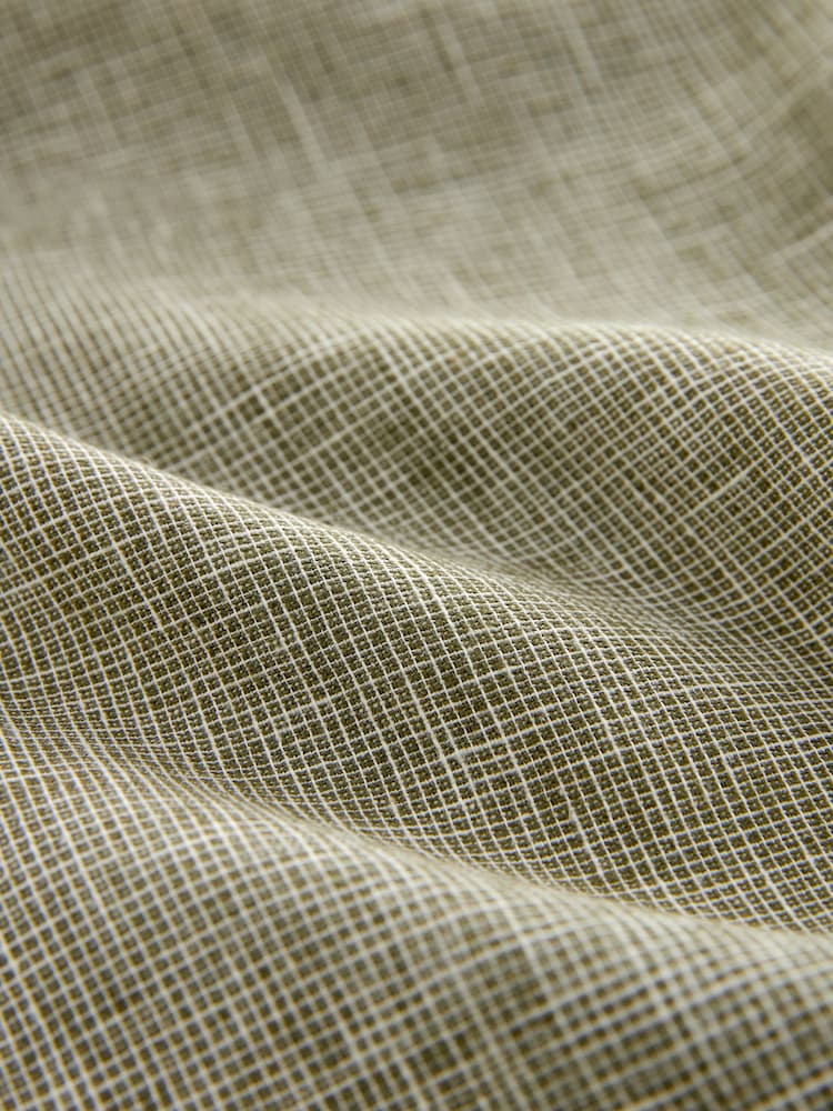 Green Grandad Collar Linen Blend Long Sleeve Shirt - Image 8 of 8