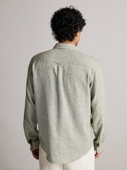 Green Standard Collar Linen Blend Long Sleeve Shirt - Image 3 of 8