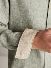 Green Standard Collar Linen Blend Long Sleeve Shirt - Image 5 of 8