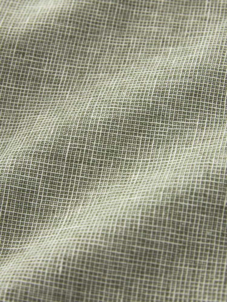 Green Standard Collar Linen Blend Long Sleeve Shirt - Image 8 of 8
