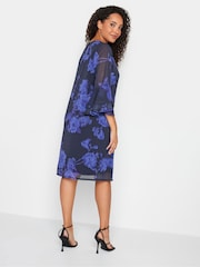 M&Co Black/Blue Floral Flute Sleeve Shift Dress - Image 3 of 4
