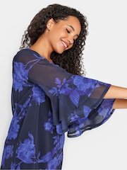 M&Co Black/Blue Floral Flute Sleeve Shift Dress - Image 4 of 4