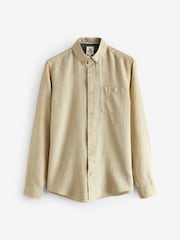Natural Standard Collar Linen Blend Long Sleeve Oxford Shirt - Image 6 of 8