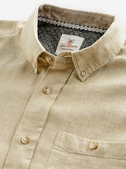 Natural Standard Collar Linen Blend Long Sleeve Oxford Shirt - Image 7 of 8